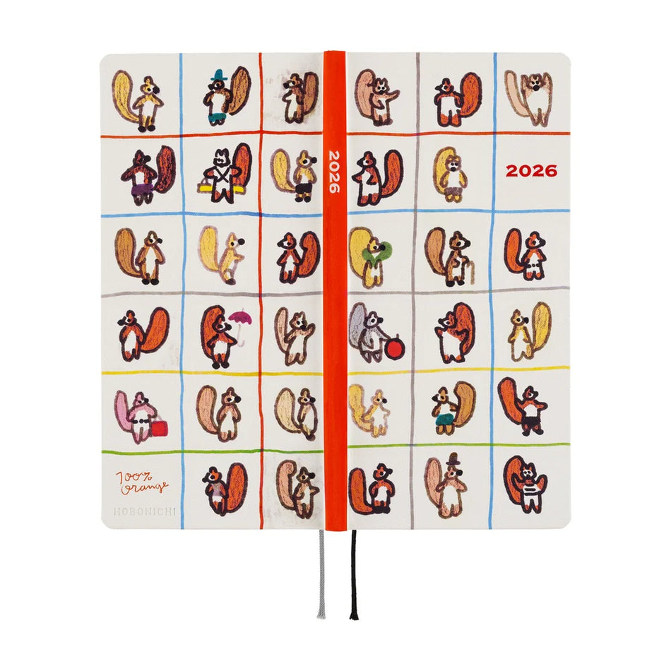 Hobonichi Techo 2026 Weeks 100% Orange: Squirrel's Moving Day
