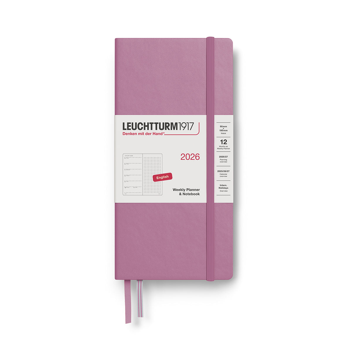 Agenda Semanal LEUCHTTURM1917 2026 Puntos A5 - Tapa Dura Color Dusty Rose - Inglés