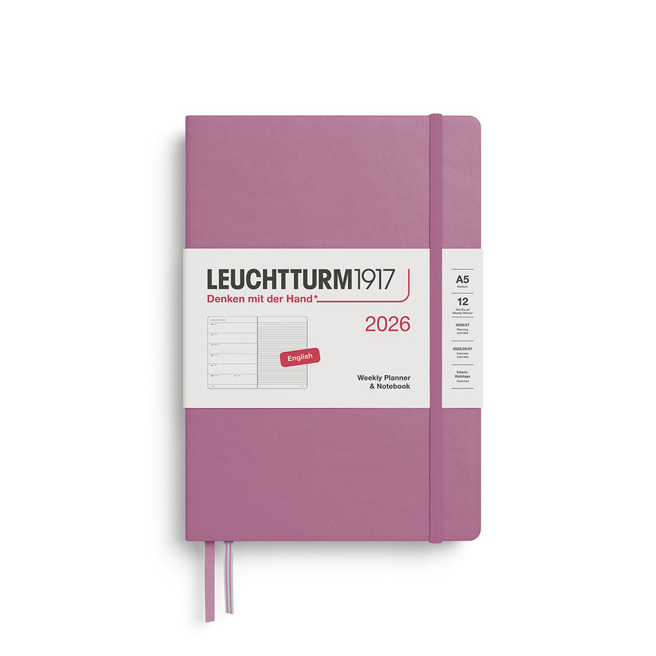 Leuchtturm1917 2026 A5 Weekly Planner & Notebook Ruled - Dusty Rose