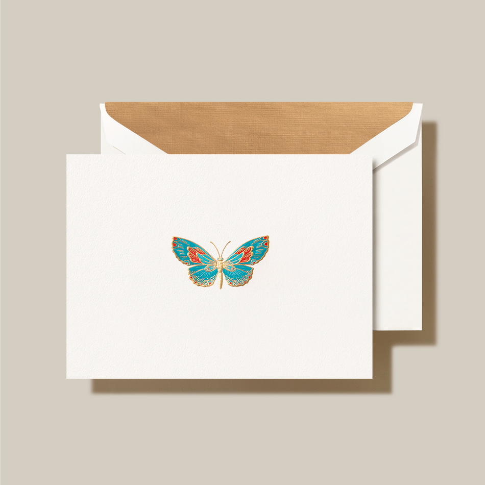 Crane Engraved Butterfly Folded Notes and Envelopes Stationery