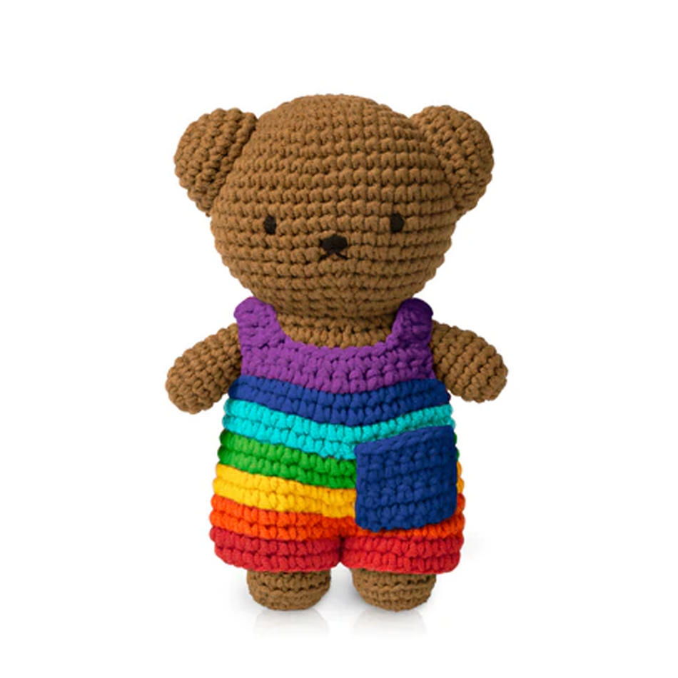 Just Dutch Hand Crocheted Toys - Boris with Rainbow Overalls