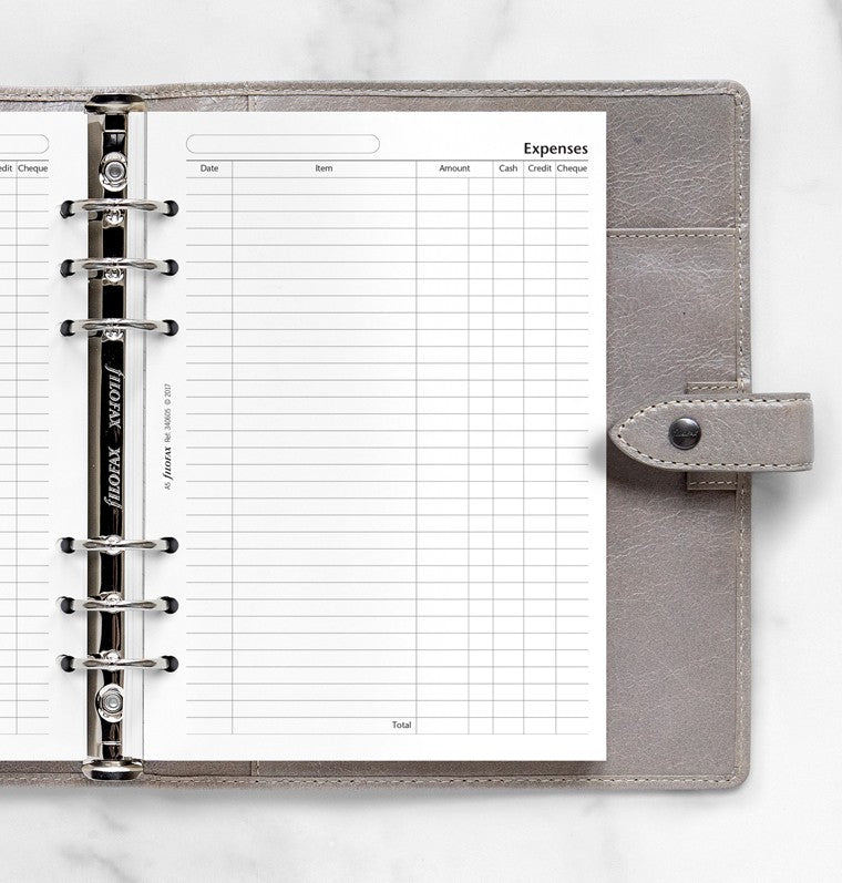 Filofax A5 Organizer/Clipbook - Expenses Refill