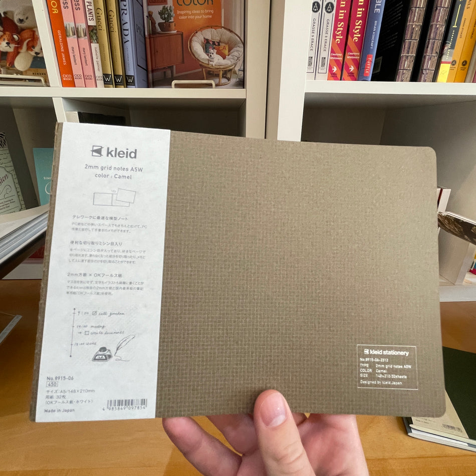 Kleid Stationery Horizontal 2mm Grid Notebook - Camel with White Paper