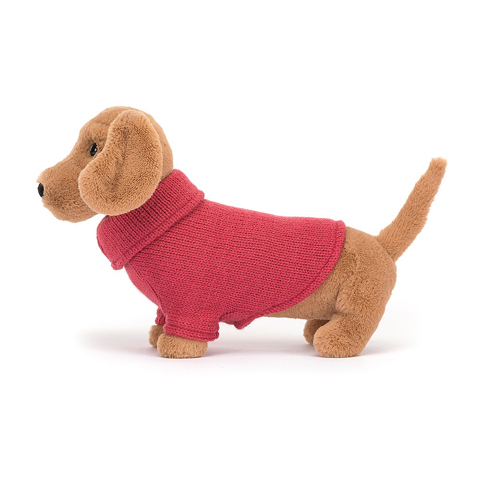 Pink Sweater Sausage Dog Plushie by Jellycat