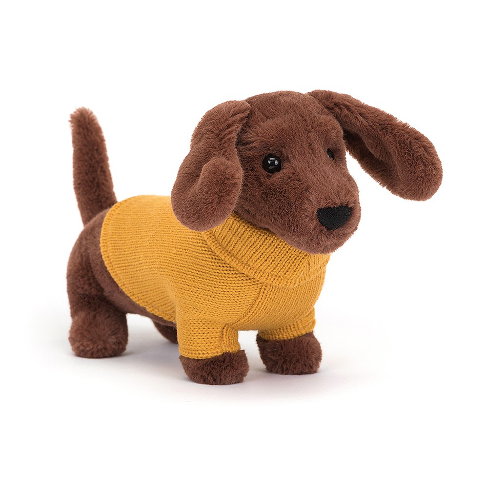 Yellow Sweater Sausage Dog Plushie by Jellycat