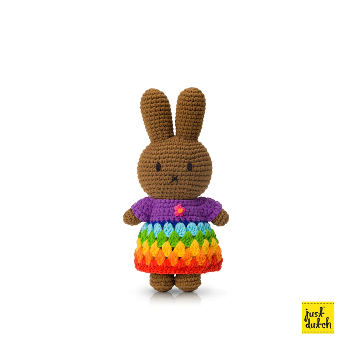 Just Dutch Hand Crocheted Toys - Melanie with Rainbow Dress