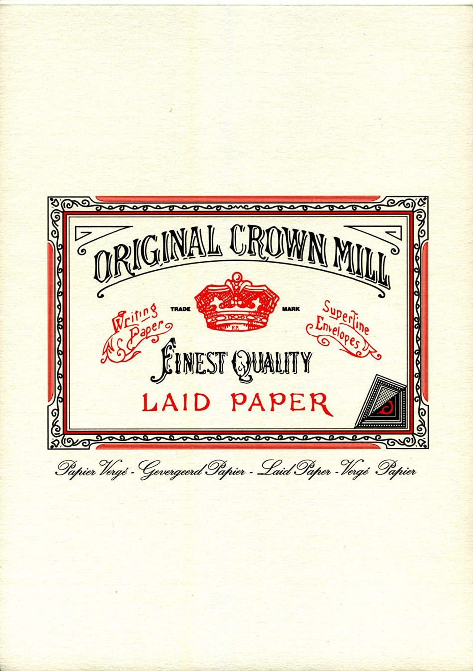 Original Crown Mill - Classic Laid Paper Writing Pad (50 Sheets) - A5