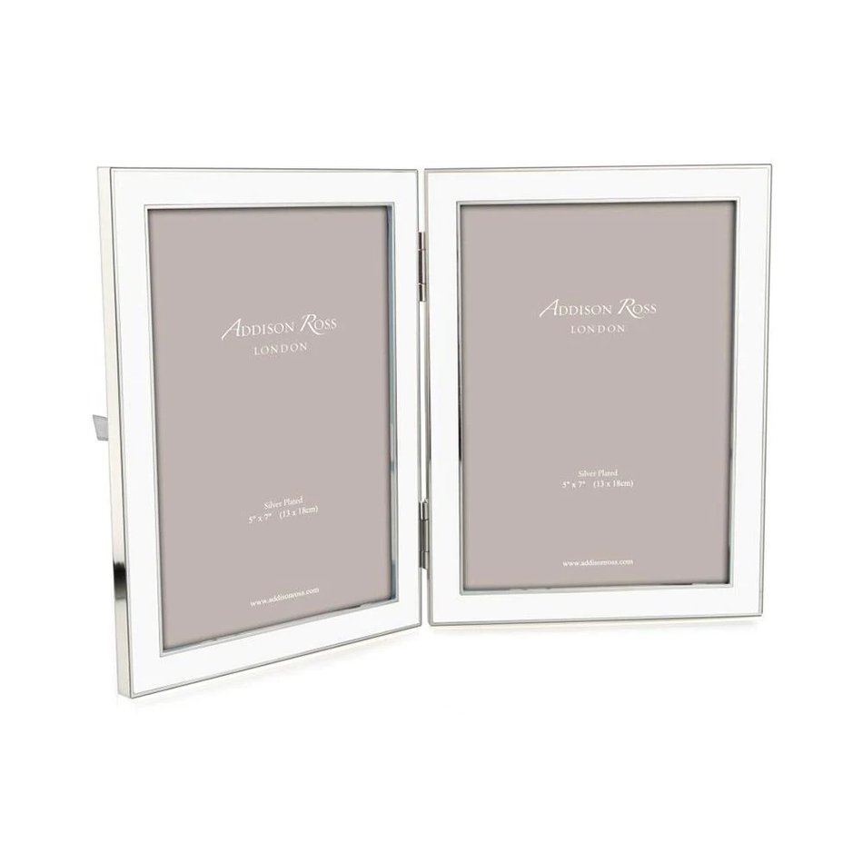 Addison Ross - Silver Plated White Enamel Frame Double 5x7