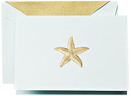 Hand Engraved Starfish Notes on Beach Glass Kid Finish Paper Stationery Set