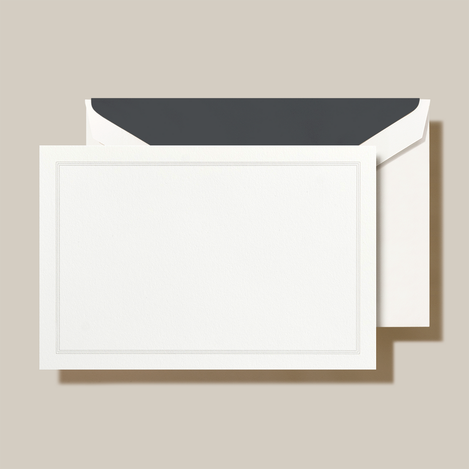 Crane Charcoal Triple Hairline Frame Cards and Lined Envelopes Stationery