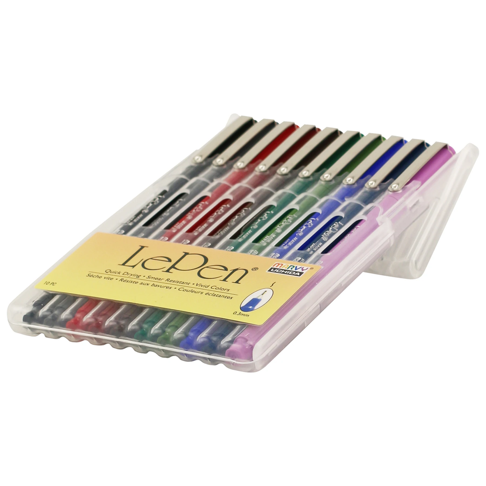 Le Pen Fine Felt Tip Marker Set - Dark Colors Collection (10 Pieces)