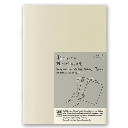Midori MD Notebook Light (3 Pack) - A5 Lined