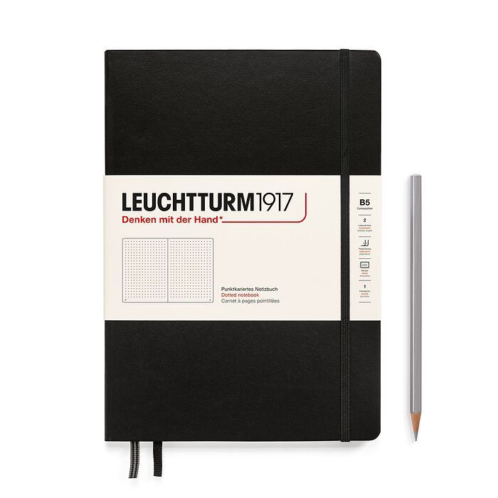 LEUCHTTURM1917 Notebook Hardcover composition (B5), 219 Numbered pages, Dotted - Black