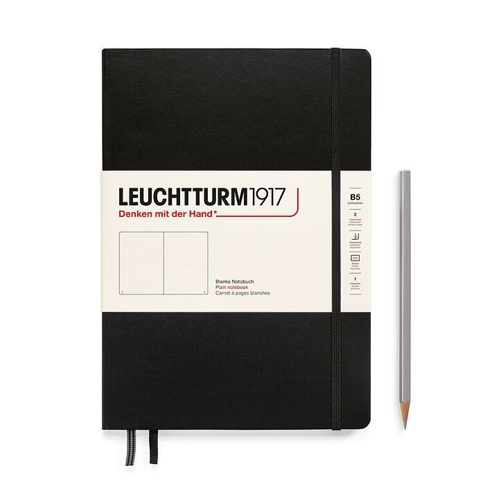 Leuchtturm1917 Hardcover Notebook B5 Plain/Blank - Black