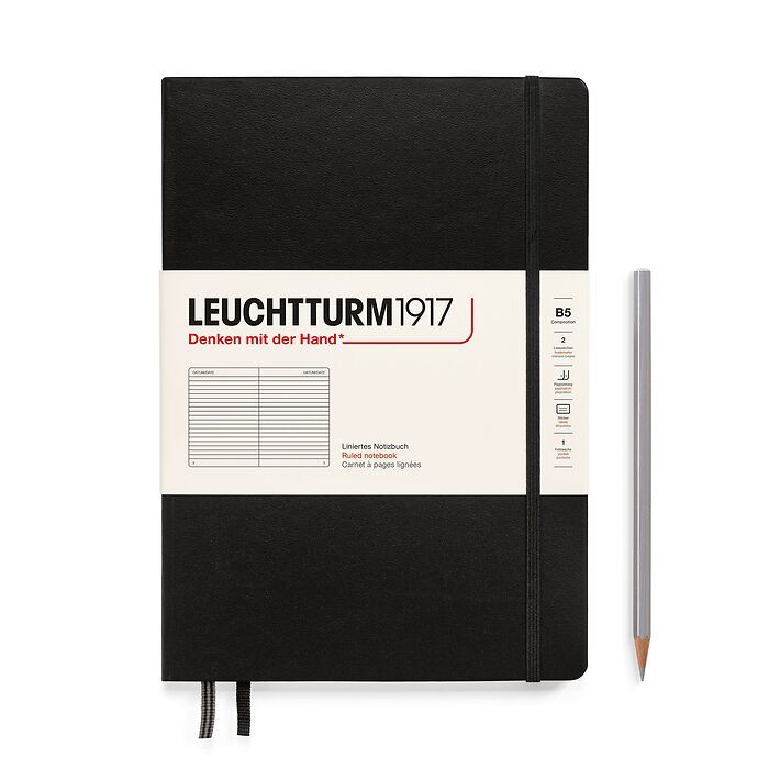 LEUCHTTURM1917 Hardcover Notebook B5 Lined/Ruled 219 p. - Black