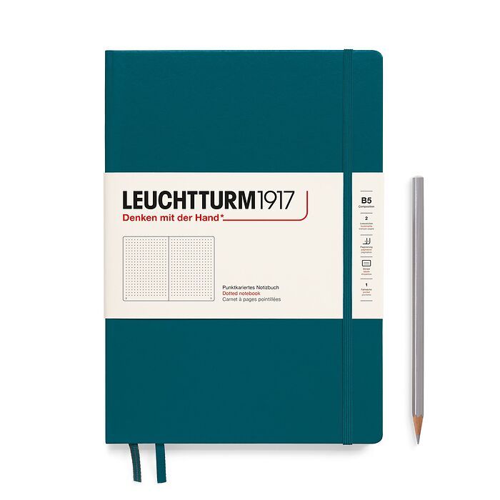 Leuchtturm1917 Hardcover Notebook B5 Dot Grid - Pacific Green