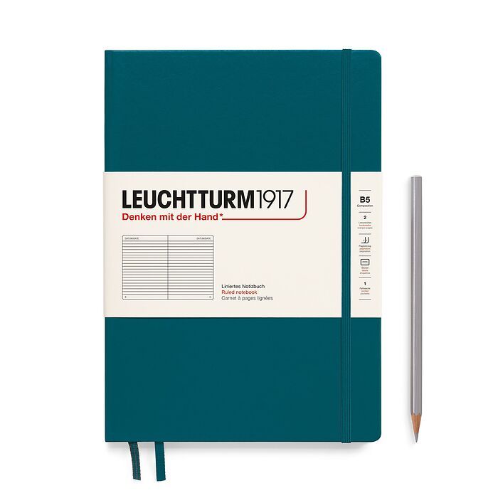 Leuchtturm1917 Hardcover Notebook B5 Lined/Ruled - Pacific Green