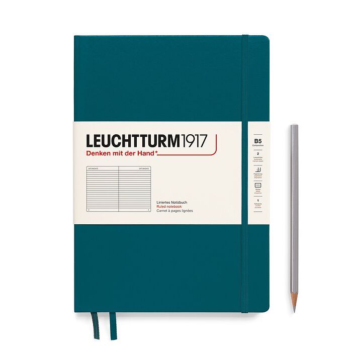 LEUCHTTURM1917 Hardcover Notebook B5 Lined/Ruled - Pacific Green