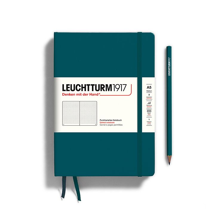 Leuchtturm1917 Hardcover Notebook Medium A5 Dotted  - Pacific Green