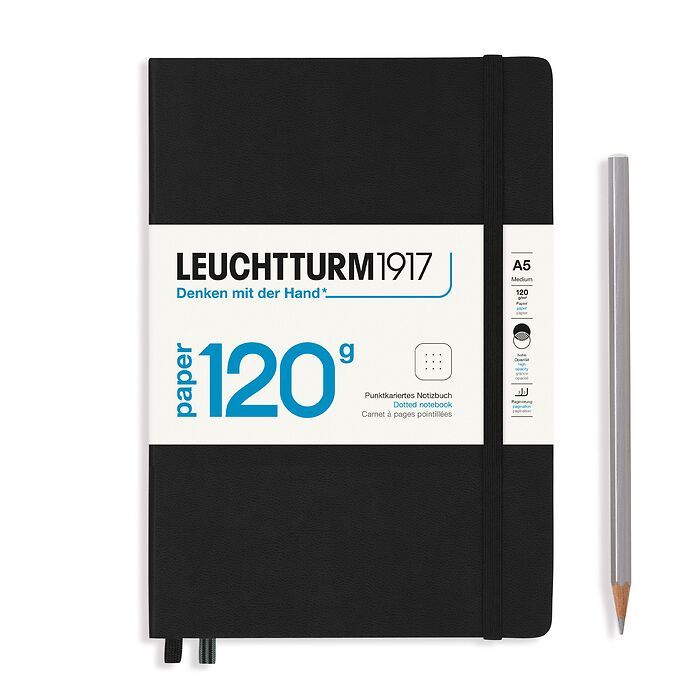 Leuchtturm1917 120g Premium Quality Paper Dot Grid A5 Hardcover Notebook - Black