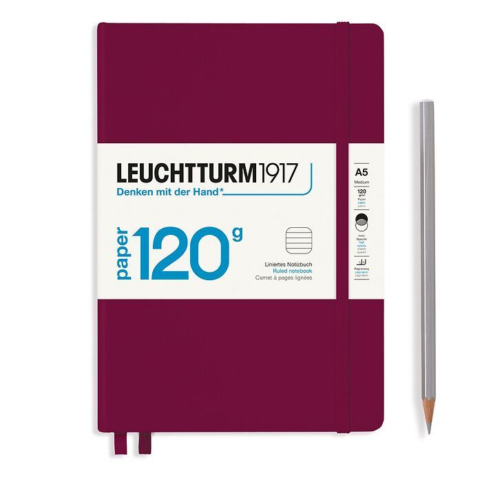 Leuchtturm1917 120g Premium Quality Paper Lined A5 Hardcover Notebook - Port Red