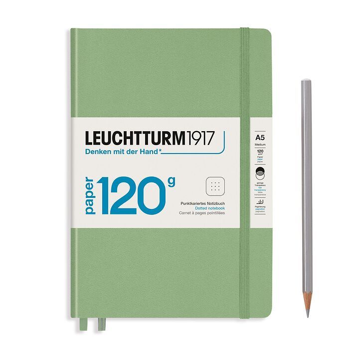 Leuchtturm1917 120g Premium Quality Paper Dot Grid A5 Hardcover Notebook - Sage