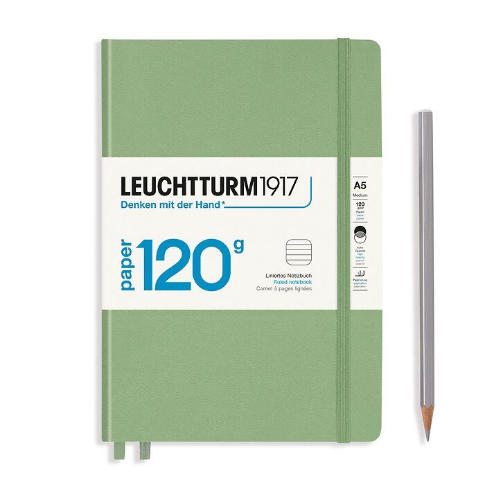 Leuchtturm1917 120g Premium Quality Paper Lined A5 Hardcover Notebook - Sage