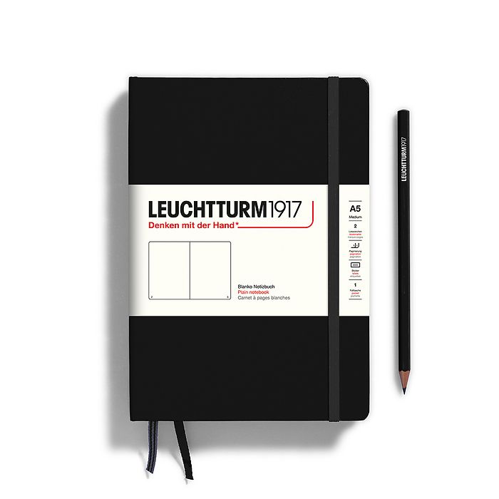Leuchtturm1917 Hardcover Notebook Medium A5 Blank - Black