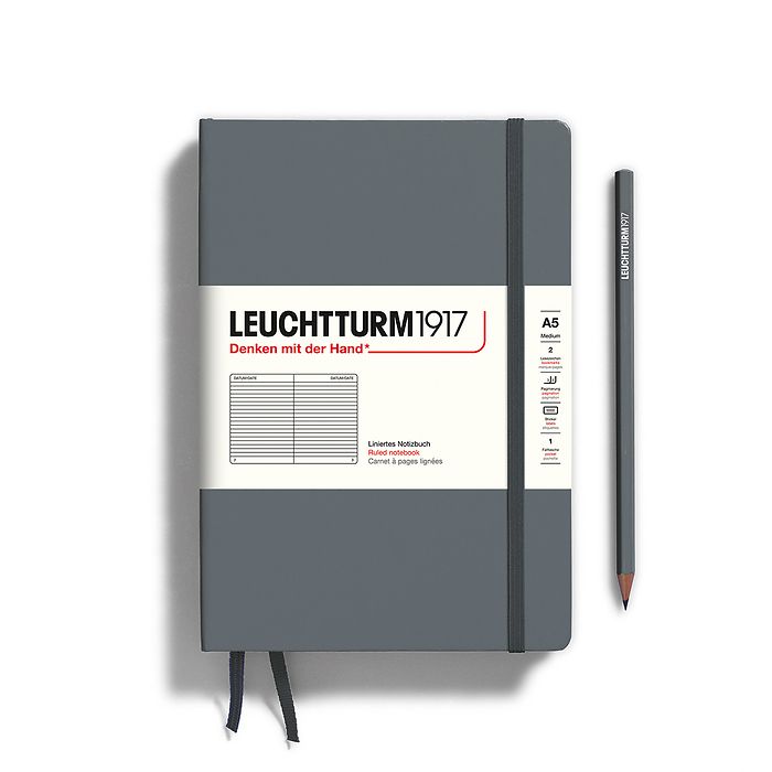 Leuchtturm1917 Hardcover Notebook Medium A5 Ruled - Anthracite