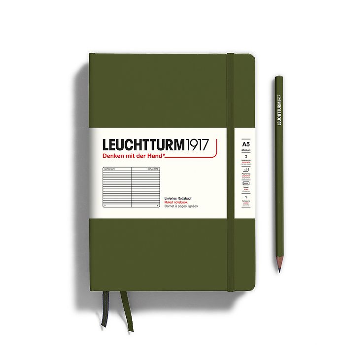 Leuchtturm1917 Hardcover Notebook Medium A5 Ruled  - Army Green