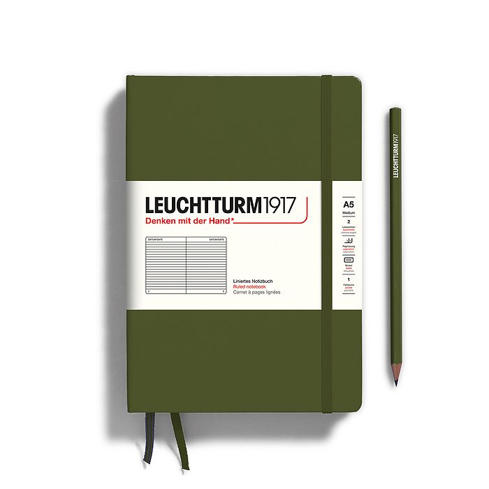 LEUCHTTURM1917 Hardcover Notebook Medium A5 Ruled  - Army Green