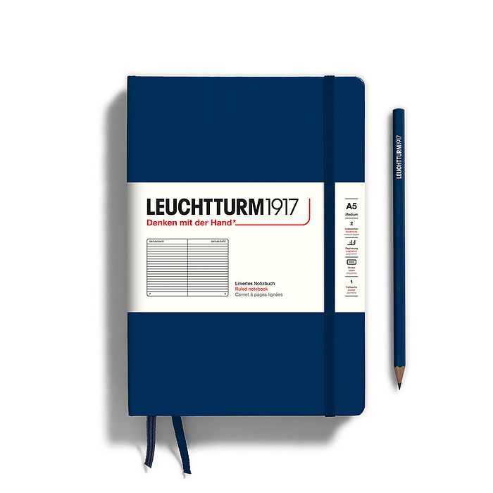 Leuchtturm1917 Hardcover Notebook Medium A5 Ruled  - Navy