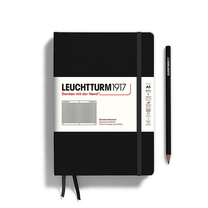 Leuchtturm1917 Hardcover Notebook Medium A5 Squared - Black