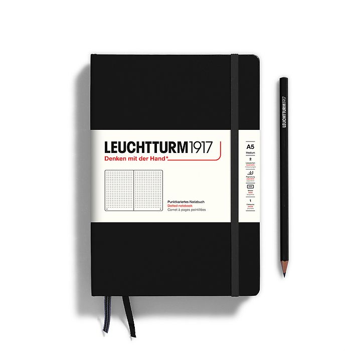 Leuchtturm1917 Hardcover Notebook Medium A5 Dotted  - Black