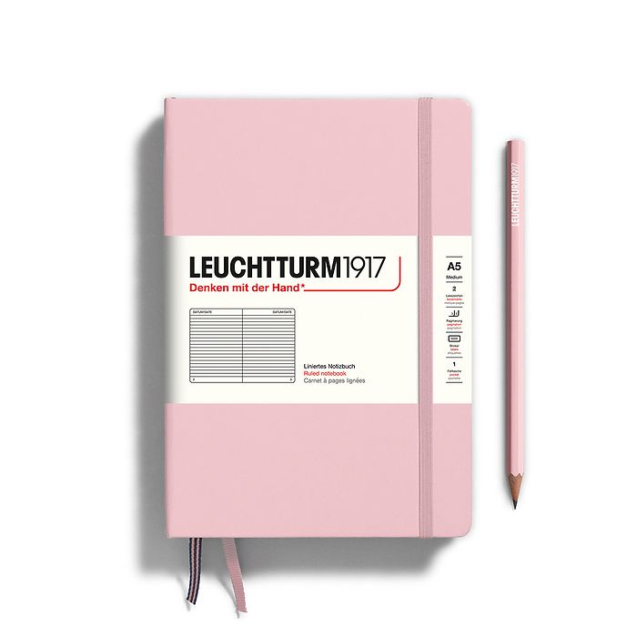 LEUCHTTURM1917 Hardcover Noteboo, Medium (A5), 251 p., ruled - Powder Pink