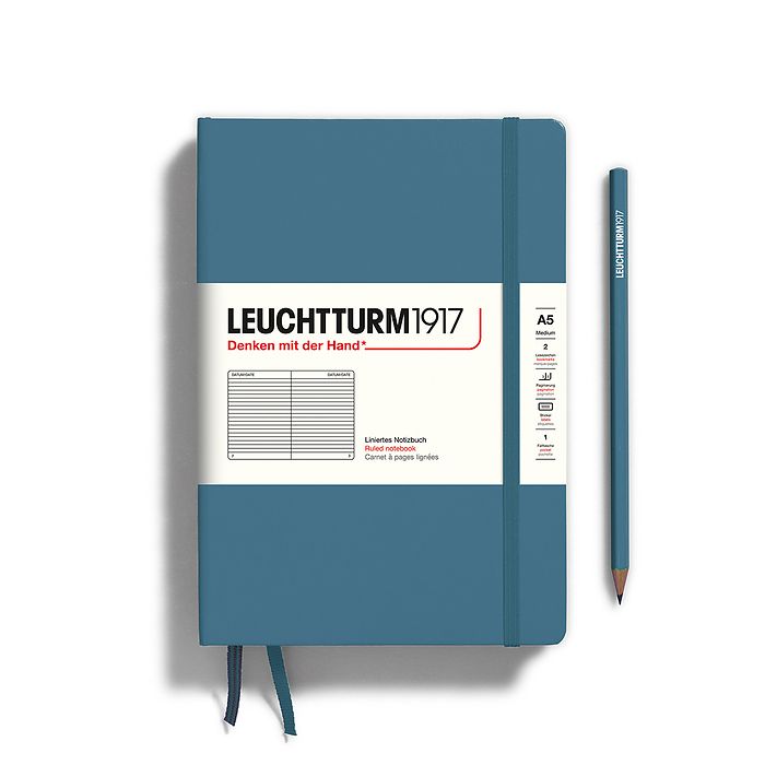 LEUCHTTURM1917 Hardcover Notebook Medium (A5), 251 p., ruled - Stone Blue