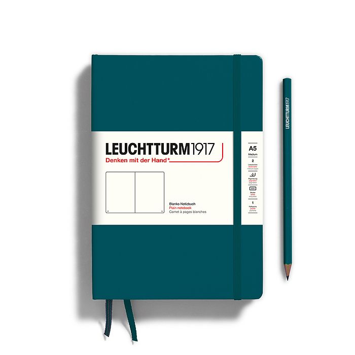 Leuchtturm1917 Hardcover Notebook Medium A5 Blank - Pacific Green