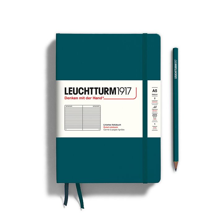 LEUCHTTURM1917 Hardcover Notebook, Medium (A5), 251 p., ruled - Pacific Green