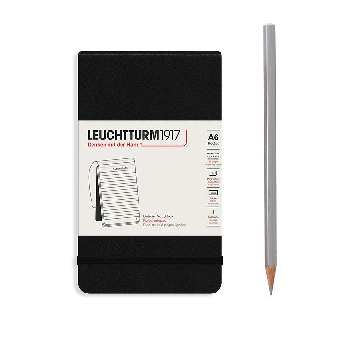 Leuchtturm1917 Reporter Style Notepad Pocket (A6) Ruled - Black